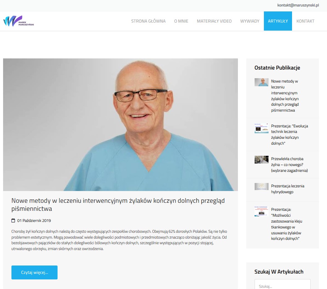Wdrożenie strony informacyjnej dla chirurga naczyniowego Pana Marka Maruszyńskiego