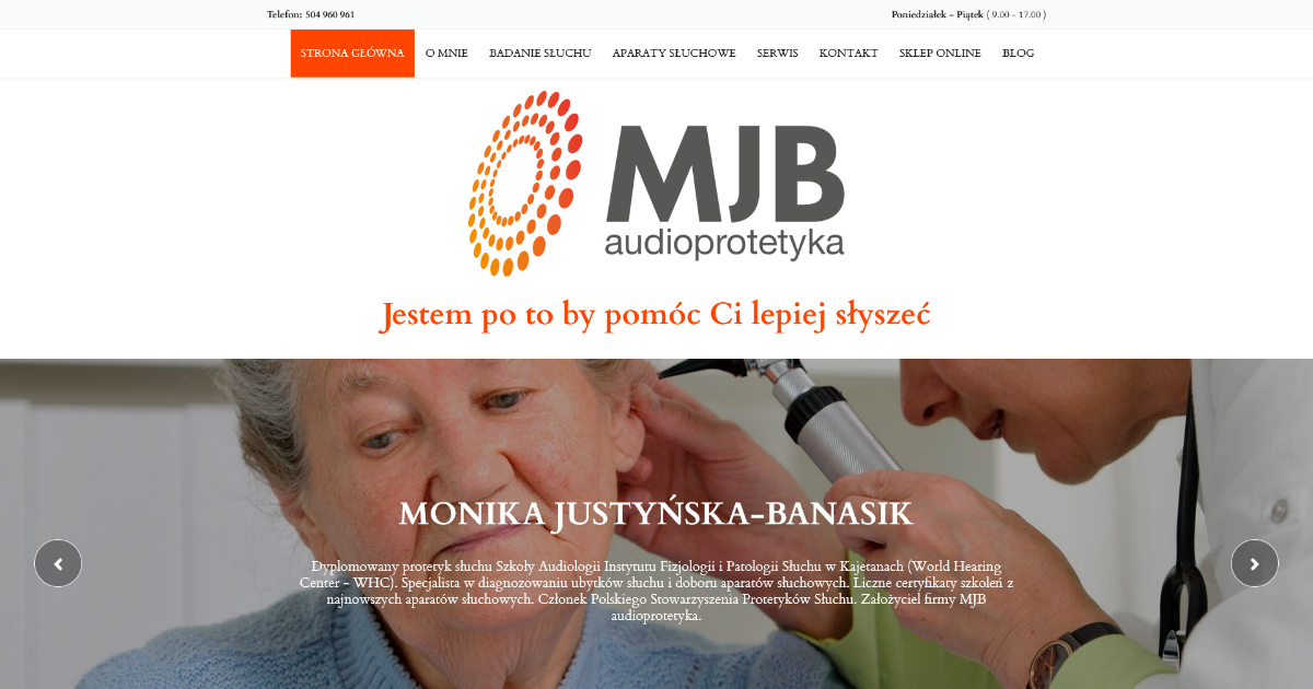 slyszlepiej.pl -realizacja dla firmy MJB Audioprotetyka z Piaseczna